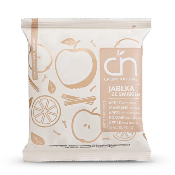 Obuolių traškučiai apelsinų skonio su prieskoniais Crispy Natural